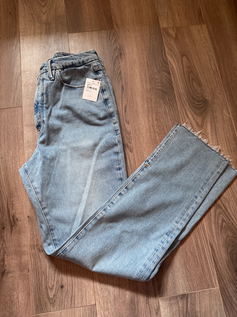 Good American Good Boy Straight Bootcut Slit Jeans